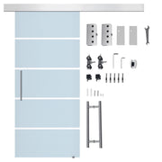 Porta Scorrevole Vetro Satinato ¨C Xylo ¨C 205x102.5cm con Binario e Maniglia per Bagno Cucina