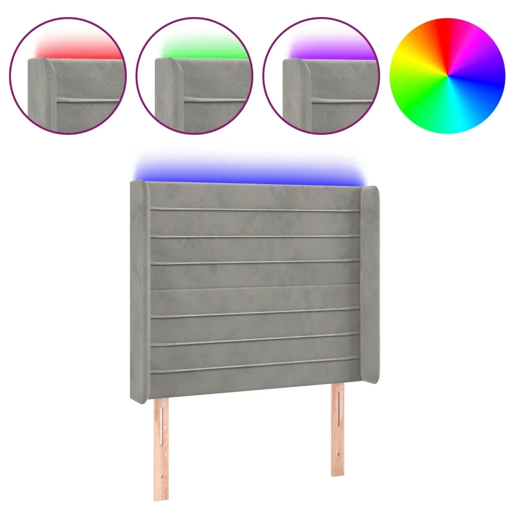 Testiera a LED-Testata con LED Grigio Chiaro 83x16x118/128 cm in Velluto 661312