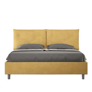 BS COM Letto queen size contenitore imbottito 150x200 microfibra ocra Large