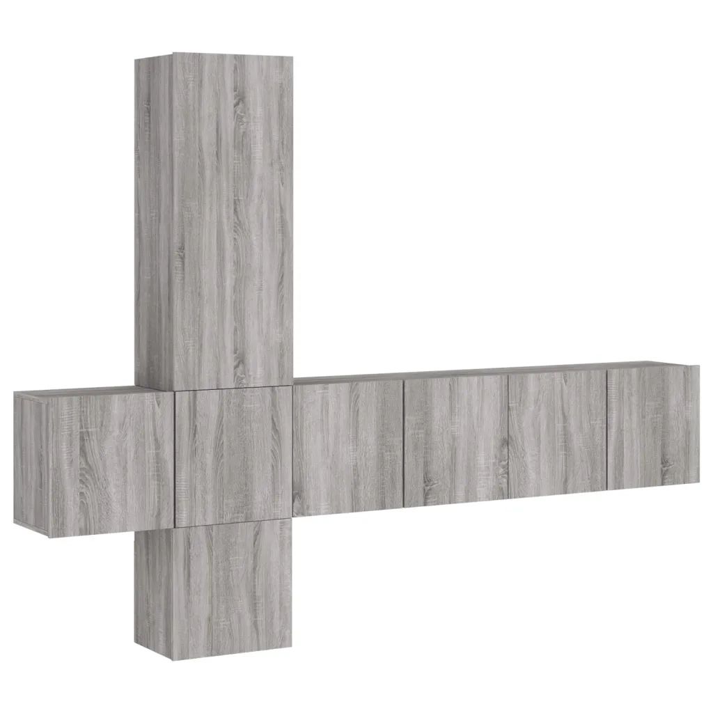 Mobili TV a Muro 5pz | Armadietto TV | Mobile Porta TV Grigio Sonoma in Legno Multistrato