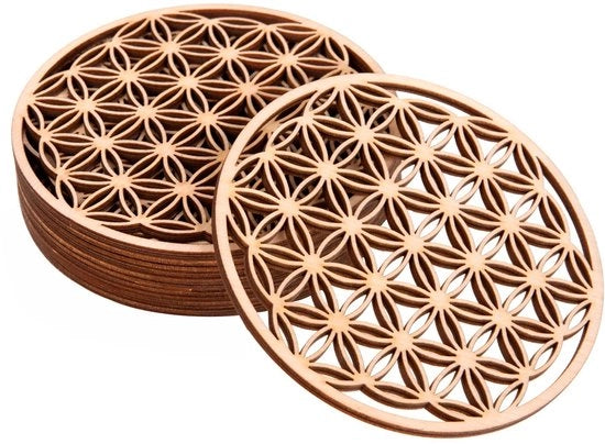Impianti per bicchieri in legno - Set di 8 impianti in vetro 10x10cm per bevande e tè