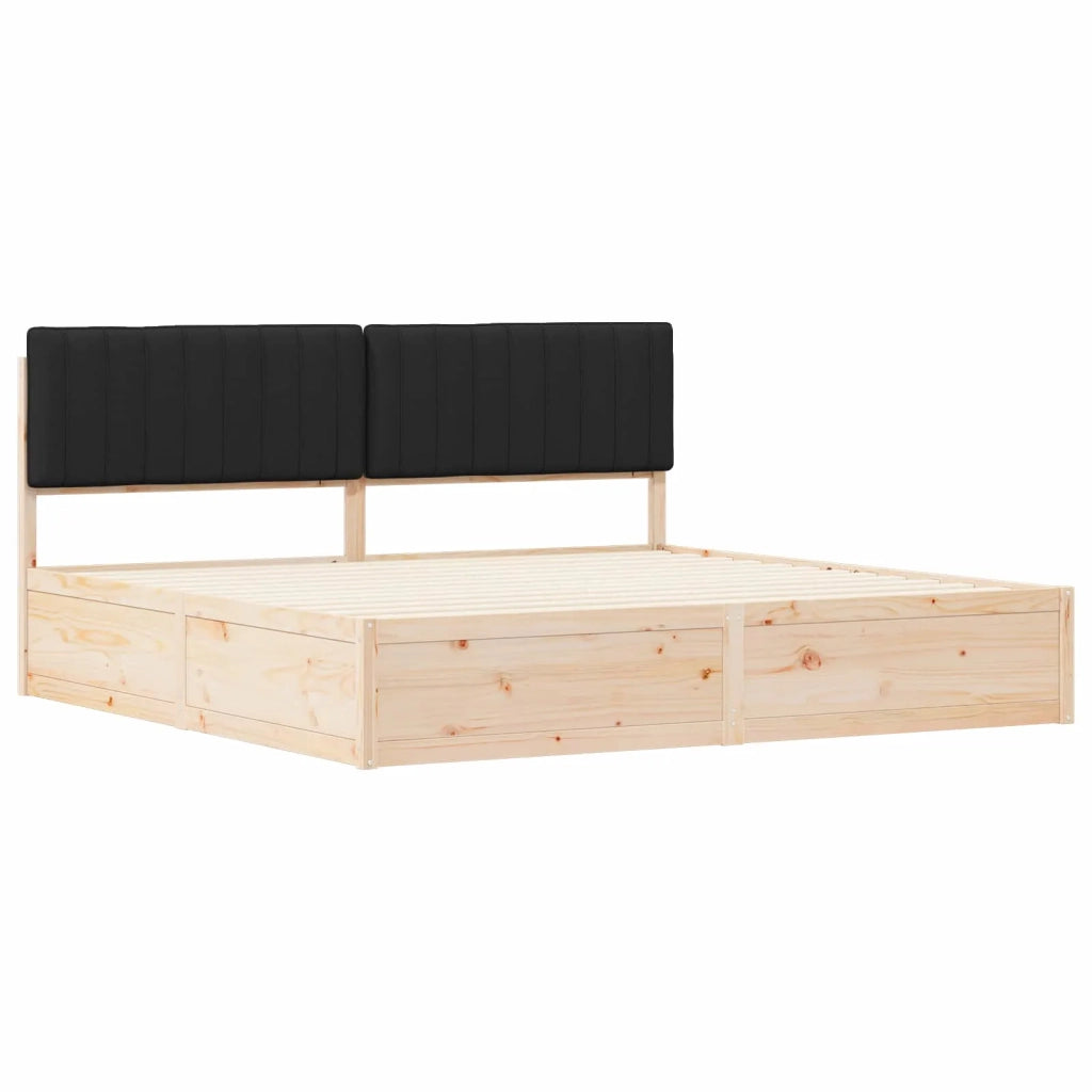 Letto con Testiera Rivestita Nero 200 x 200 cm Pino massello 3398211