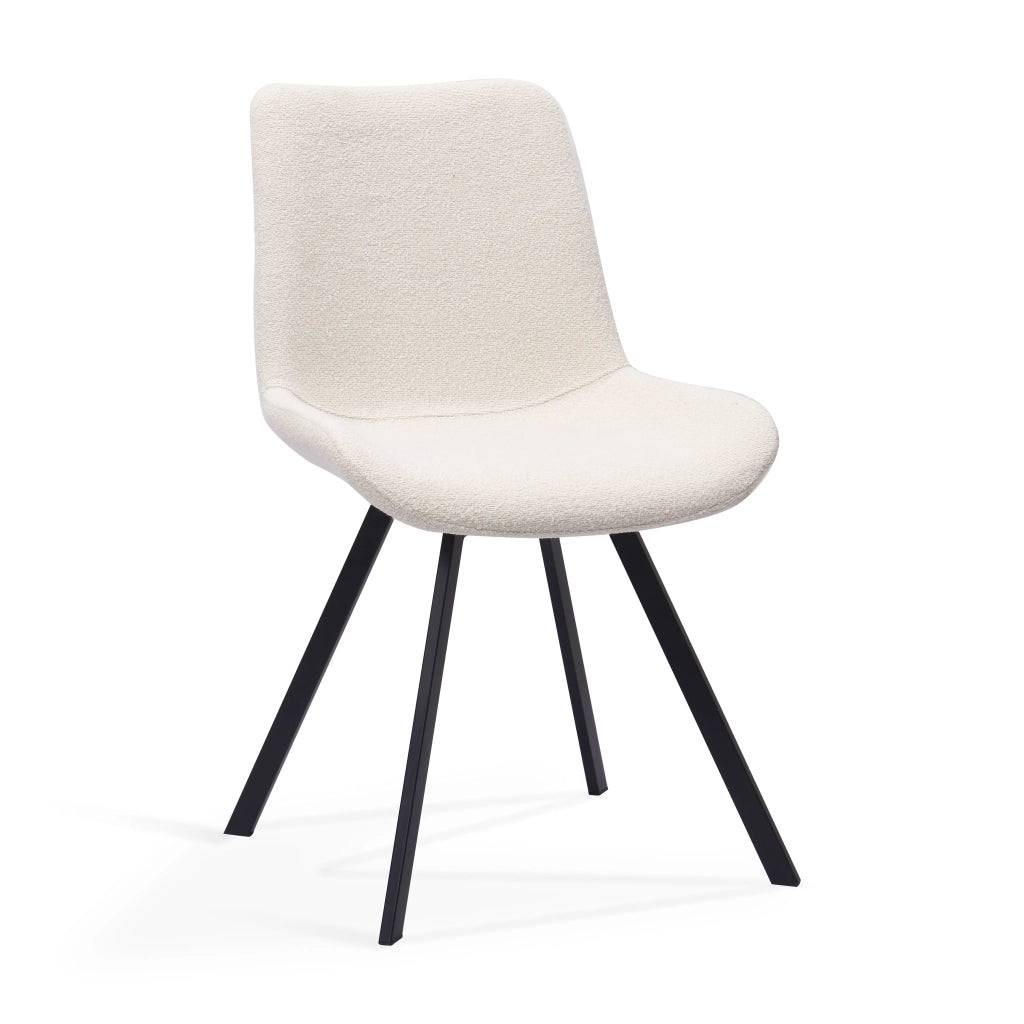 Sedia da pranzo girevole 360° in tessuto con gambe in metallo bianco 61 × 61 × 54,4 cm