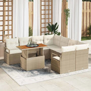 Set da Pranzo per Giardino con cuscino 9 pcs Beige e Crema