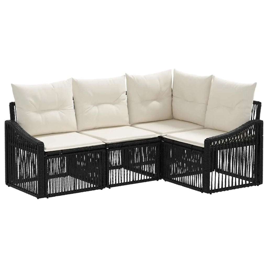 Set Divano da Giardino 4 pz Nero polyrattan 3435997