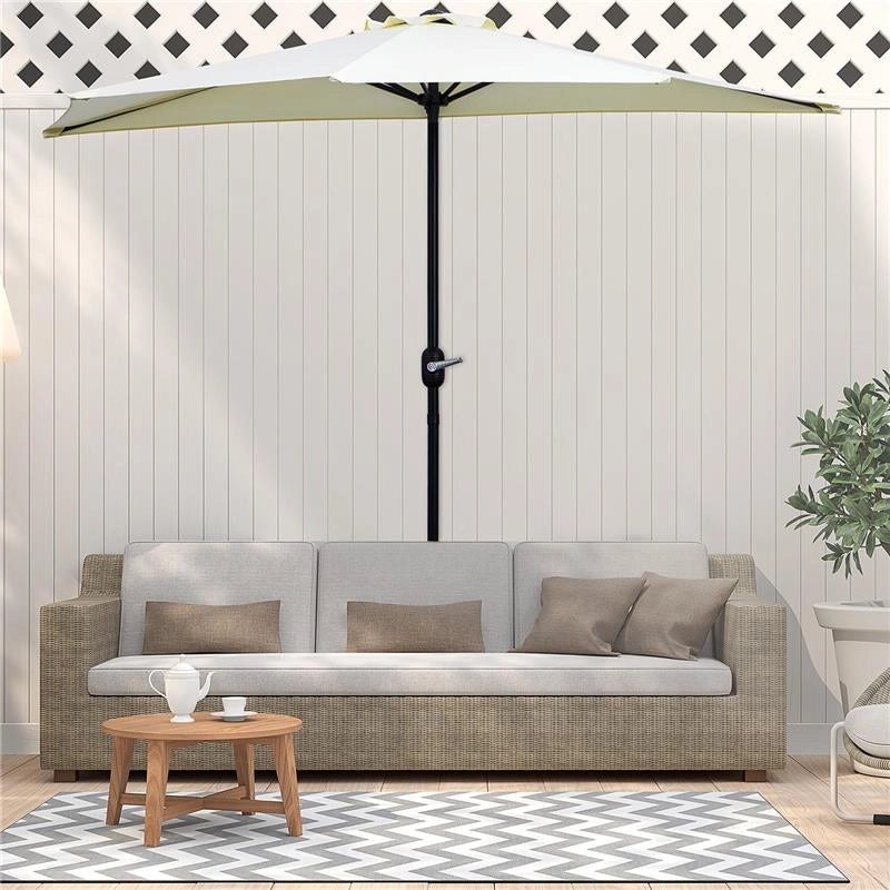 OMBRELLONE DA TERRAZZA A MEZZALUNA CON APERTURA A MANOVELLA E PALO A 2 SEZIONI 2.6X135 M BEIGE