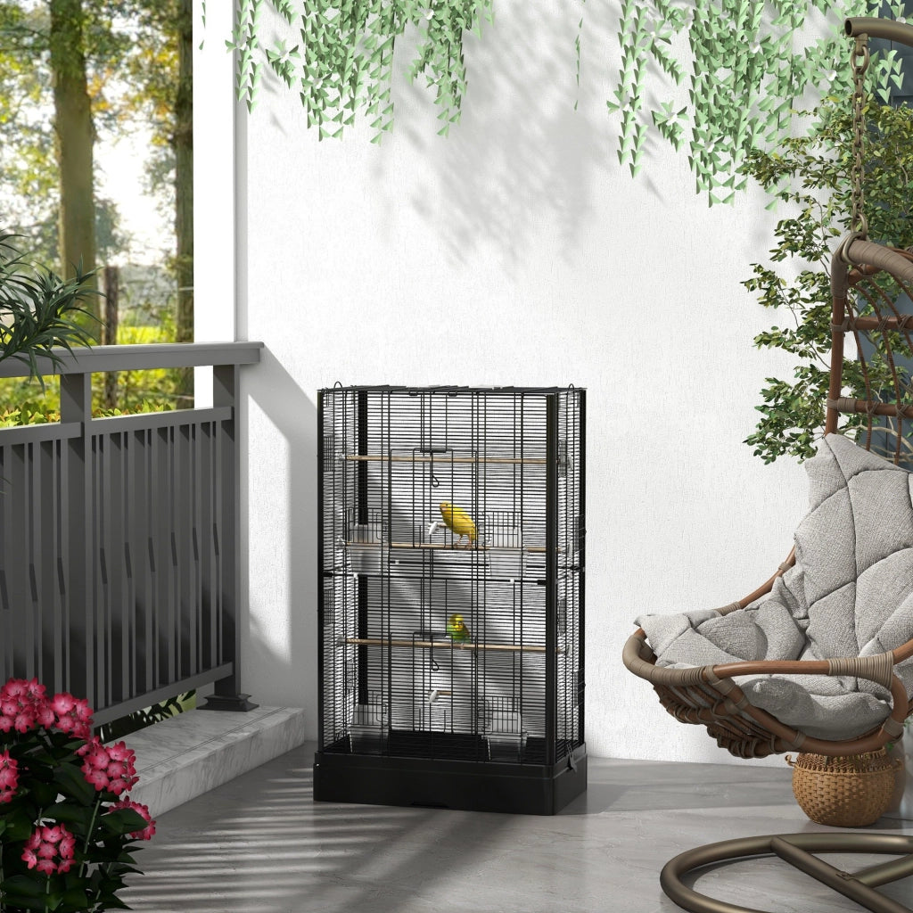 Gabbia per Uccelli con Vassoio Estraibile ¨C Xylo ¨C 61x36.5x98cm Nero