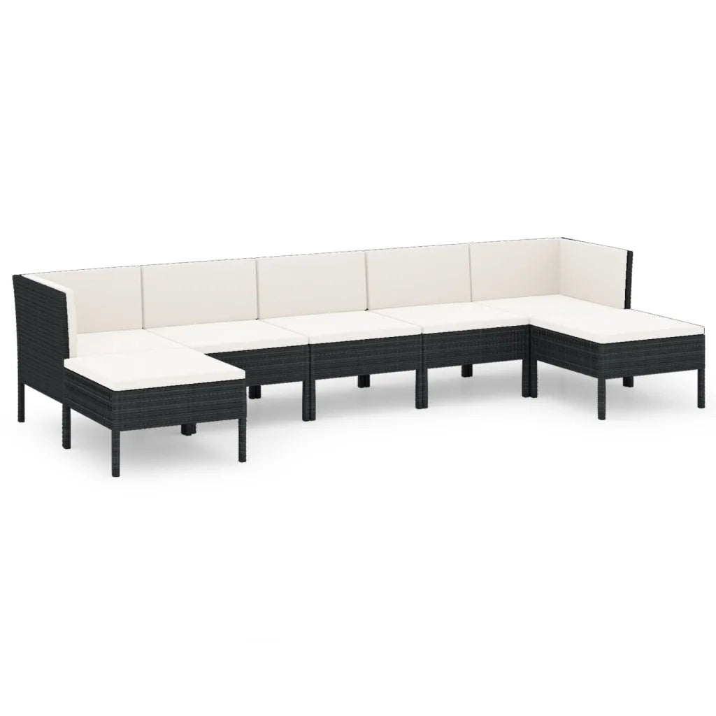 Set Divani da Giardino 7 pz con Cuscini in Polyrattan Nero 3094540