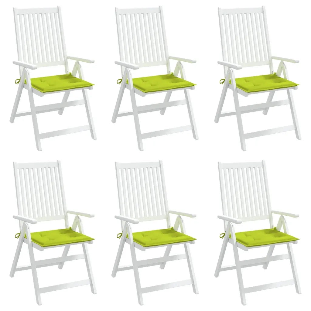 Cuscini per Sedia 6 pz Verde Brillante 50x50x3cm Tessuto Oxford 314064