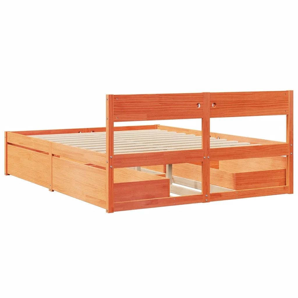 Letto senza Materasso-Struttura Letto Marrone Cera 160x200 cm in Legno di Pino 446590