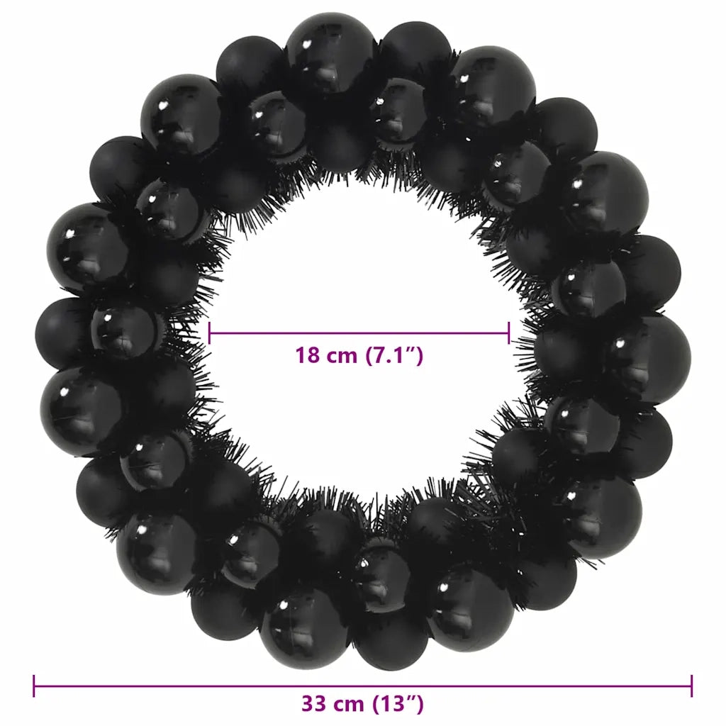 Corone di Palline di Natale 2 pz-Decorazioni natalizie Nero 33 x 33 x 7 cm