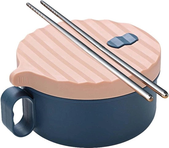 Bowl per Ramen con coperchio 1200 ml - acciaio inossidabile - ciotola per purè portatile - ciotola per zuppa giapponese - ciotola per noodles istantanea con manico