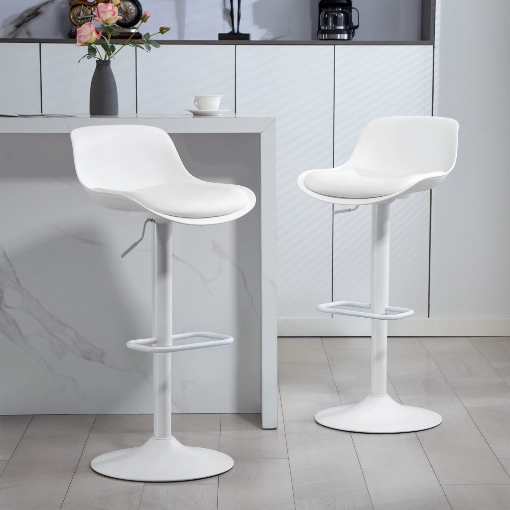 Sgabello da Bar con Schienale e Seduta Girevole ¨C zephmum ¨C Bianco in Pelle PU