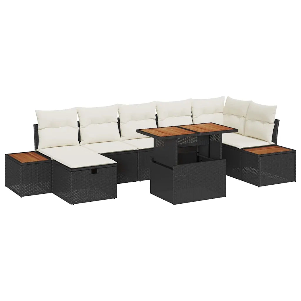 Set Divano da Giardino 8 pcs Nero polyrattan 3361414