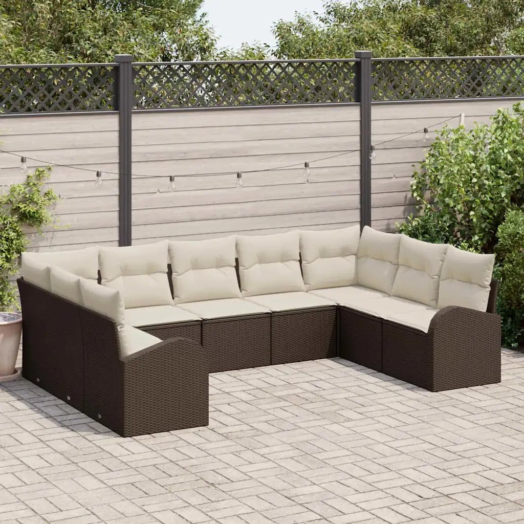 Set di divani con cuscino 9 pcs Marrone Rattan in Polipropilene