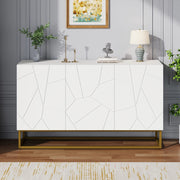 SIDEBOARD 130 cm Bianco/Oro con 3 ante e ripiani regolabili