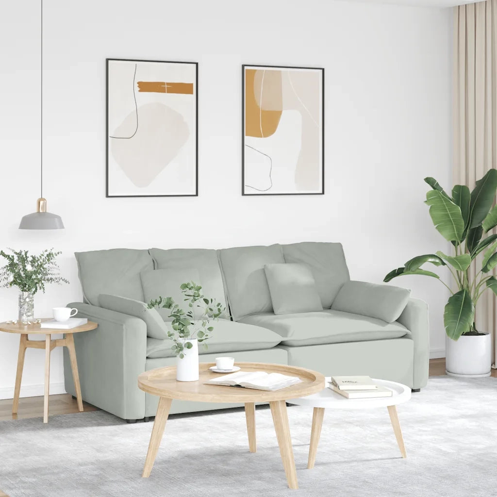 Divano Modulare con Cuscini-Sofa Modulare-Divanetto Grigio Chiaro 972728