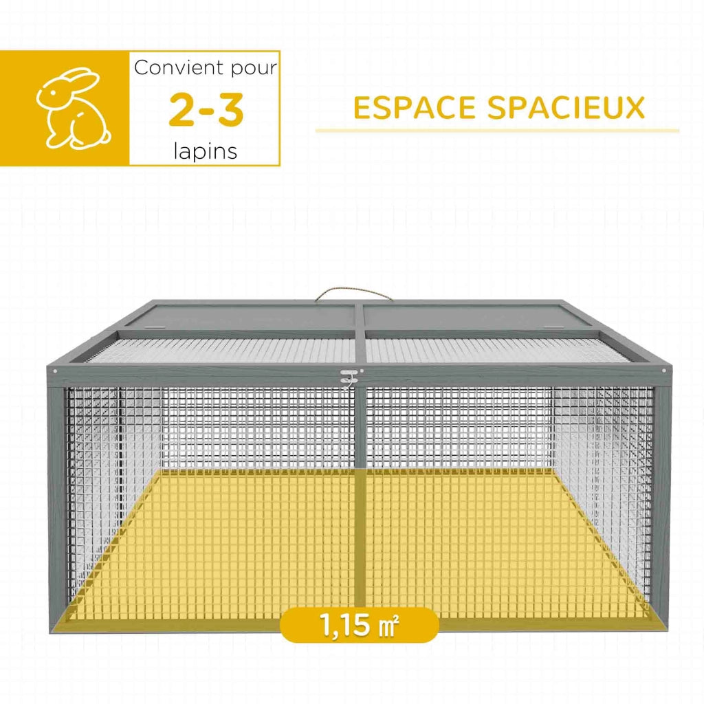 Gabbia pieghevole per conigli ¨C Xylo ¨C grigio 110x105x50 cm con maniglia apribile