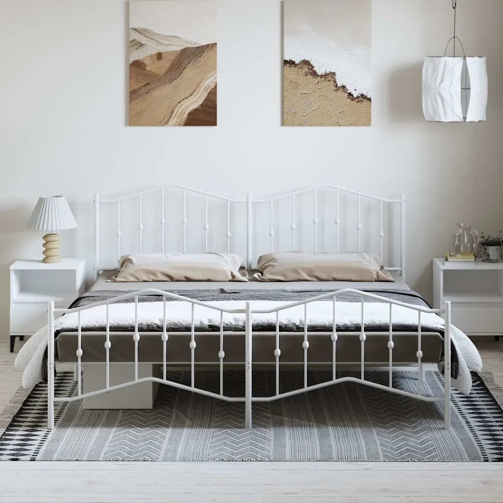 Giroletto con Testiera e Pediera Metallo Bianco 193x203 cm 373862