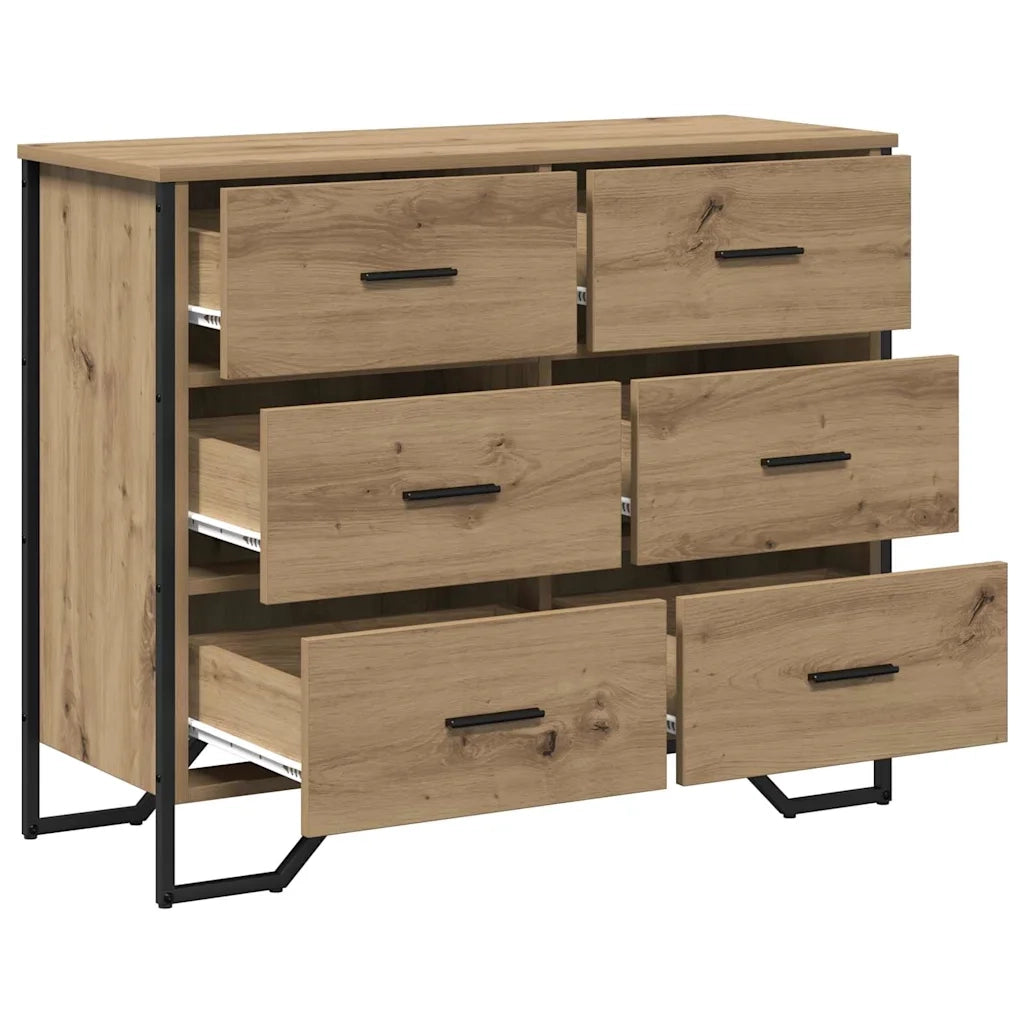 Cassettiera 2 pcs Rovere artigianale 91 x 35,5 x 74,5 cm