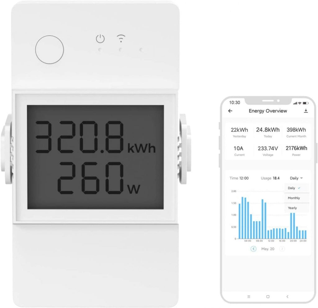 SONOFF POW316D Interruttore intelligente d'élite con misuratore di consumo 16A WiFi con misura consumo elettrico su schermo digitale LCD e protezione da sovraccarico- A Certified for Humans Device
