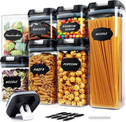 Set di conservazione, 7 pezzi, contenitori di conservazione con coperchio ermetico, plastica BPA libera, contenitori di conservazione ripiegabili, organizzazione, scatola di conservazione, contenitore per cucina per farina, zucchero, pasta, spaghetti