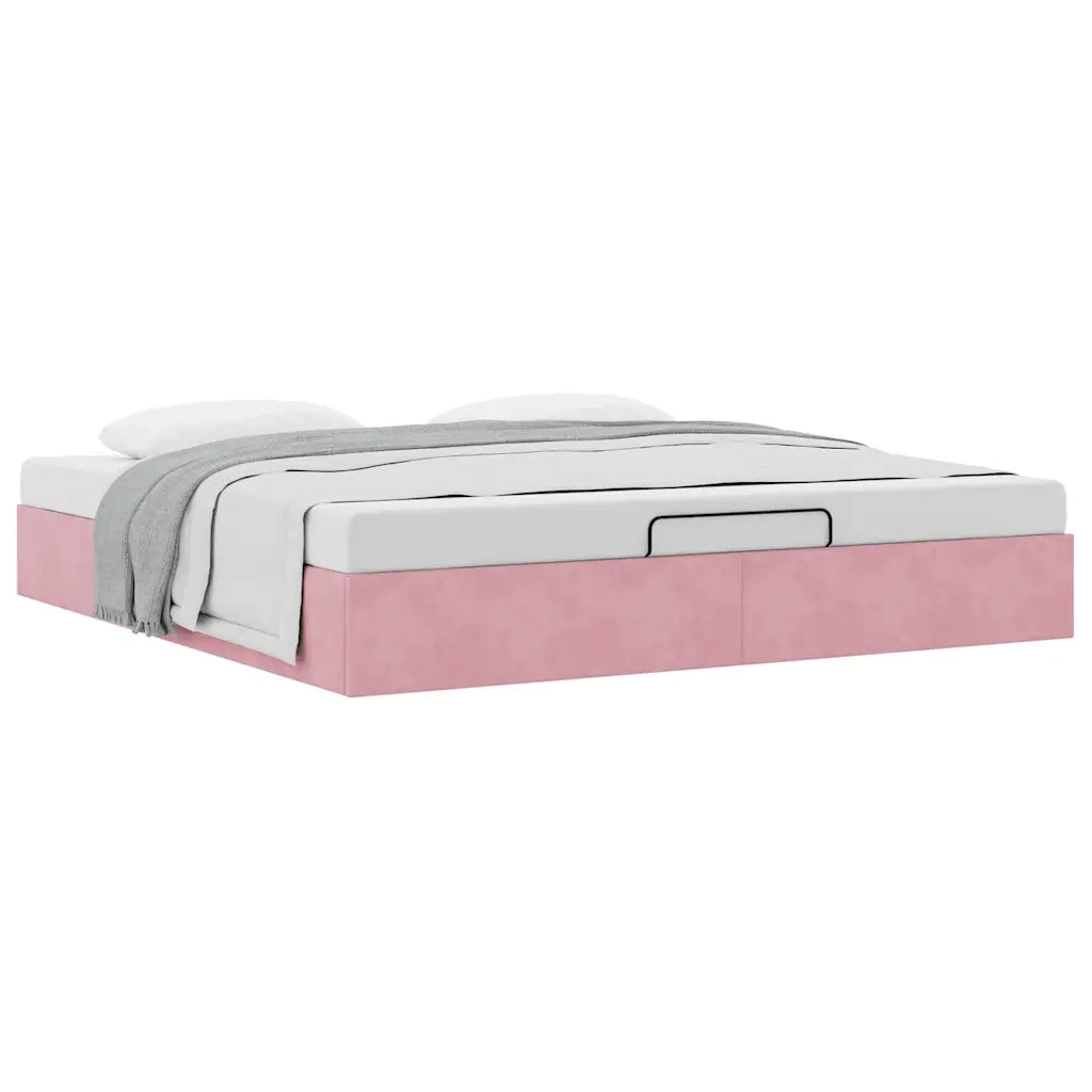 Struttura Letto Pouf senza Materasso Rosa 200x200 cm in Velluto 3310990