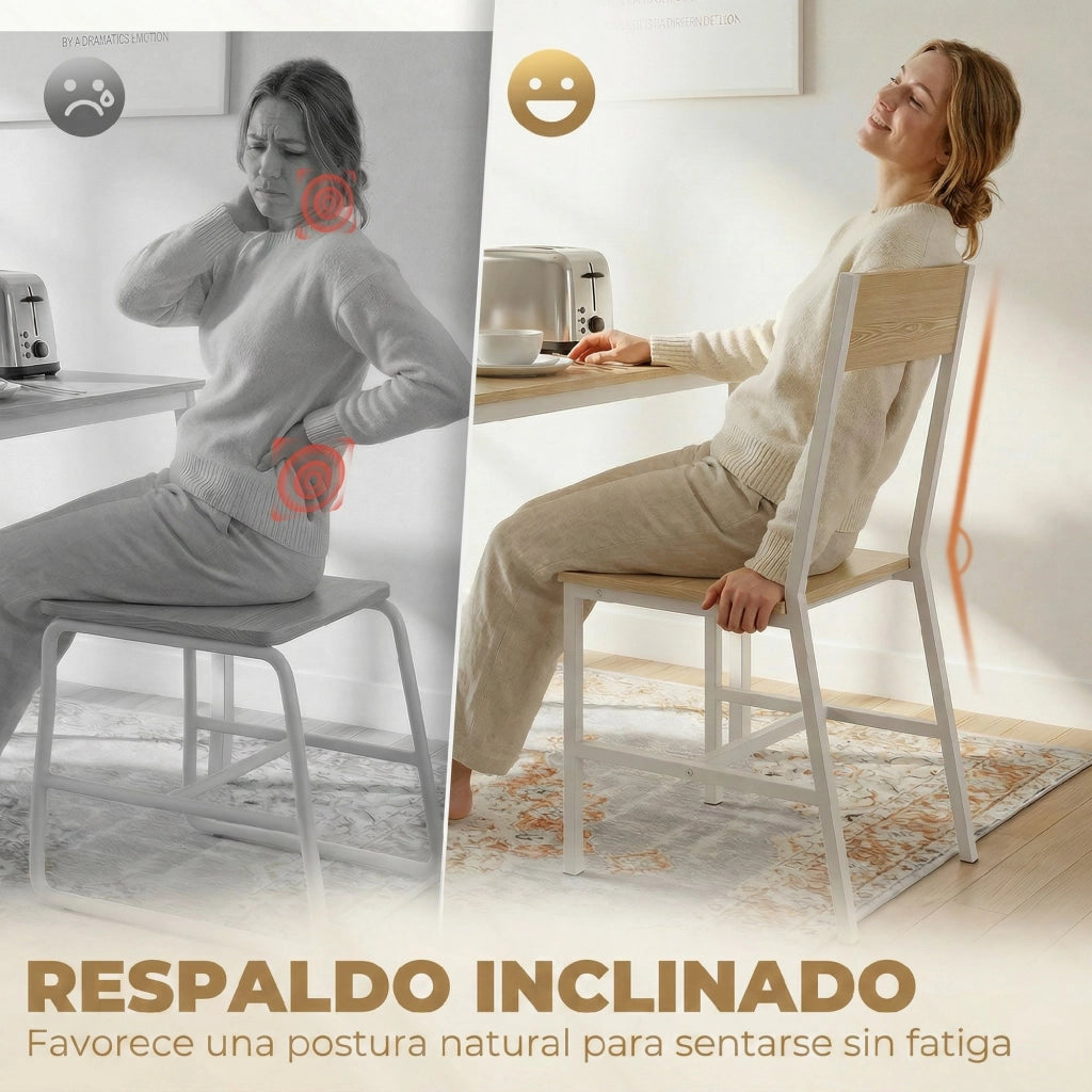 Set 2 Sedie da Pranzo ¨C Xylo ¨C Struttura Metallo Schienale Inclinato Naturale