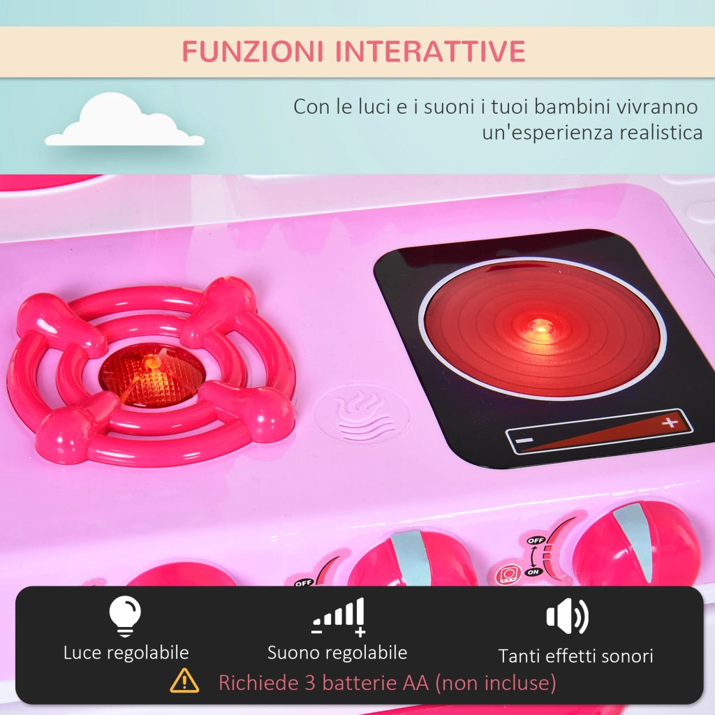 Cucina Giocattolo per Bambini con Luci e Suoni ¨C Minimal ¨C Rosa 78x29x87