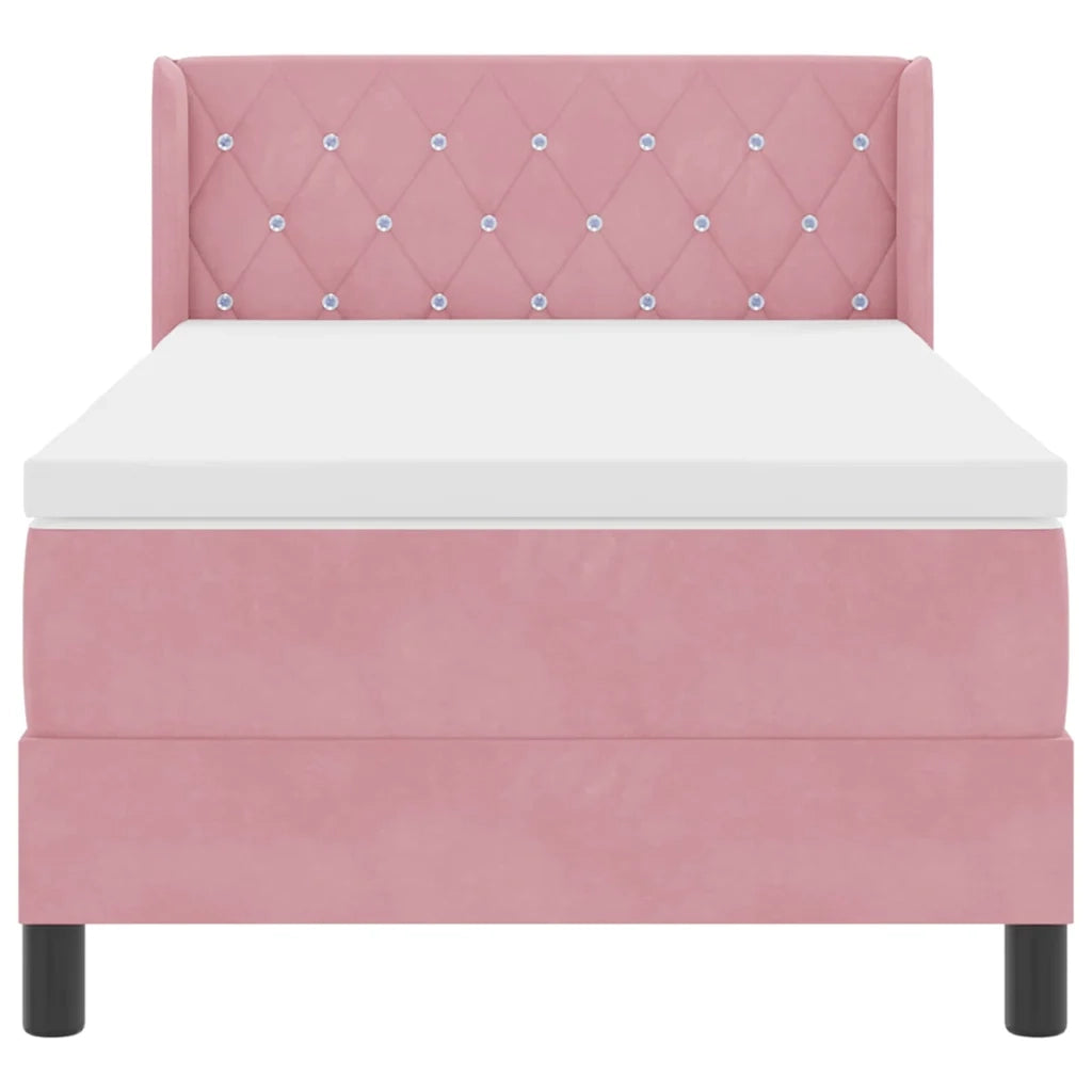 Letto a molle con materasso Rosa 200 x 100 cm Poliestere