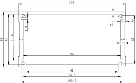 Scatola di progetto in alluminio per DIY elettronica 55x106x200mm