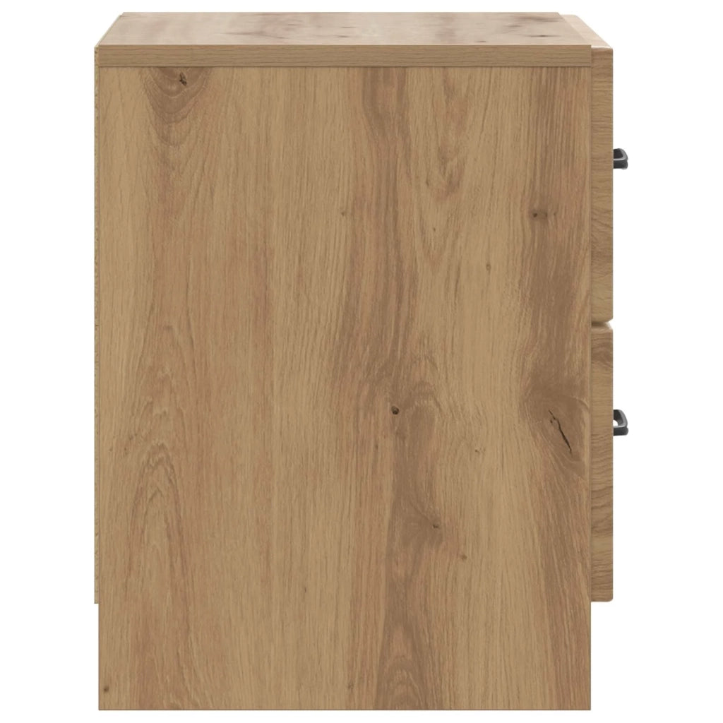 Set di 2 Comodini | Armadio da Notte | Mobiletto da notte Rovere Artigianale 43 x 34,5 x 44,5 cm