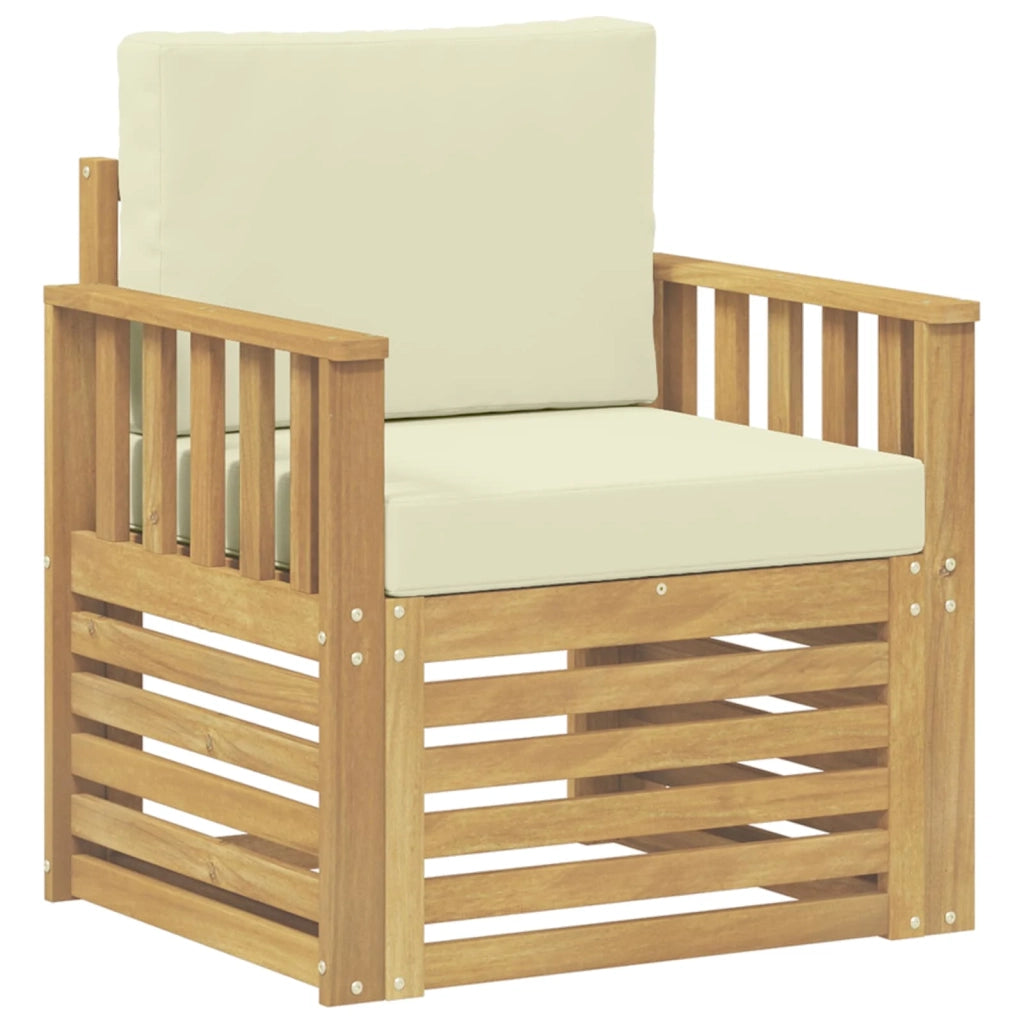 2 Pezzo Set di divani da esterno-Sofa da giardino Poliestere Bianco e Crema 736015
