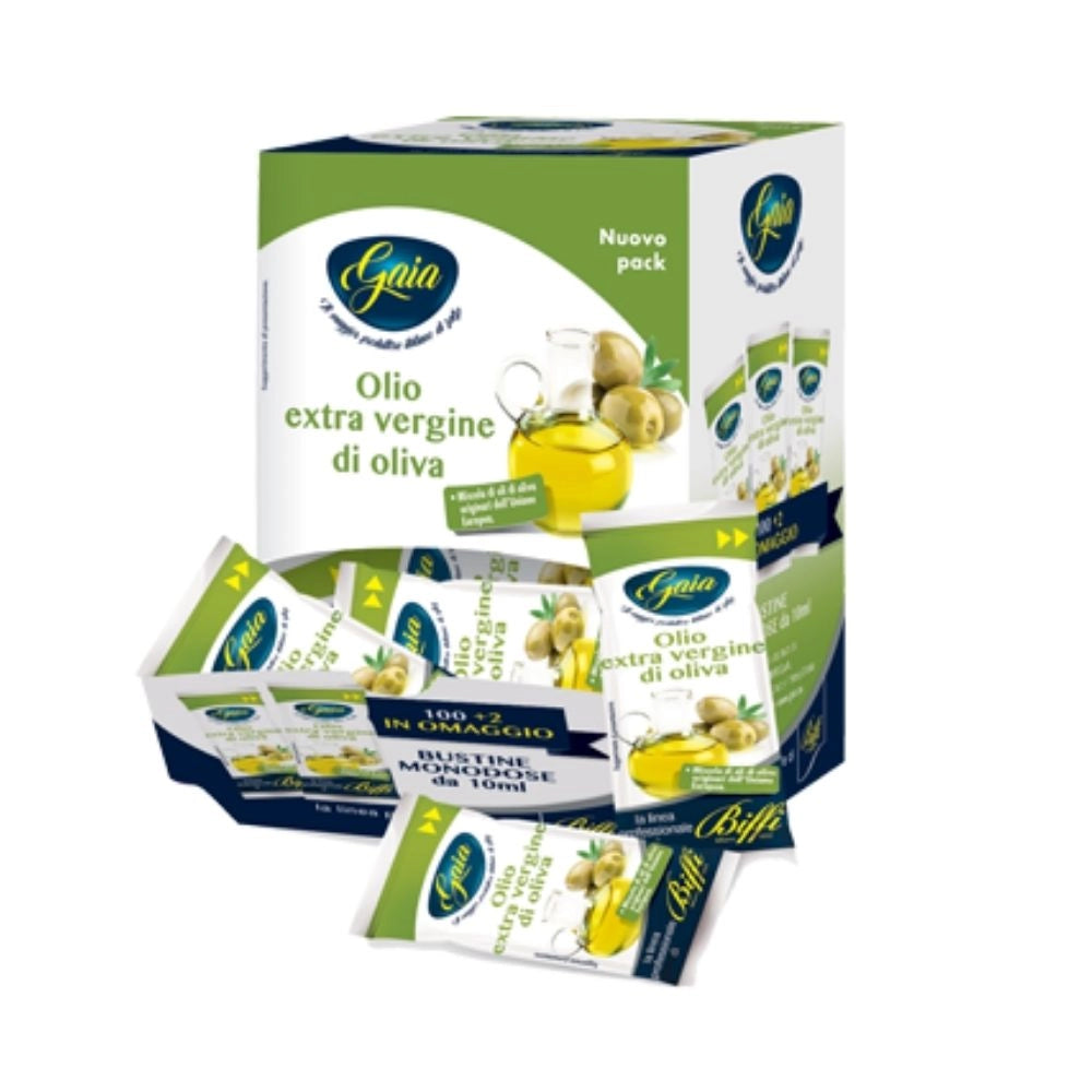 Gaia olio extravergine di oliva 2 confezioni 204 bustine totali da 10 millilitri ciascuna