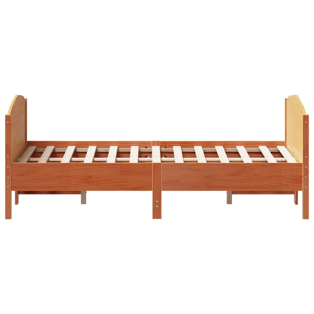 Giroletto senza Materasso-Struttura Letto Marrone Cera 140x200cm Massello Pino 748234