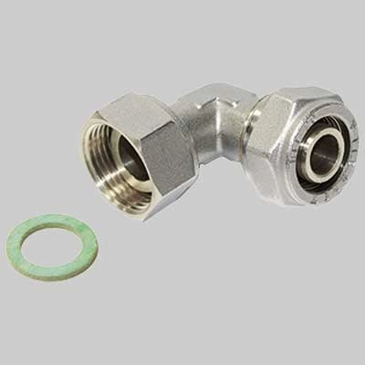 RACCORDO A COMPRESSIONE CURVO CON GIRELLO  16 x 1/2     TIEMME