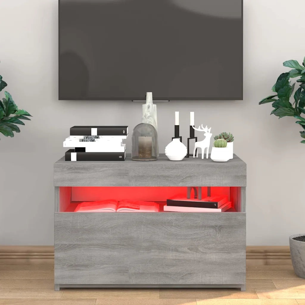 Mobile TV | Armadietto TV | Mobile Porta TV con Luci LED Grigio Sonoma 60x35x40 cm