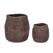 Porta Vaso in Terracotta Forma Sacco da Esterno Minh Bizzotto Dimensioni: Ø33a - 32 h cm, Tonalità: Scura