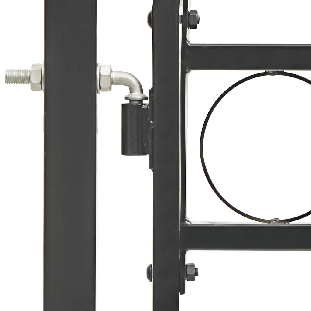 Cancello per recinzione Assen con parte superiore ad arco in acciaio 102x175 cm Nero 143087