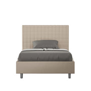 BS COM Letto singolo contenitore imbottito 100x200 similpelle tortora