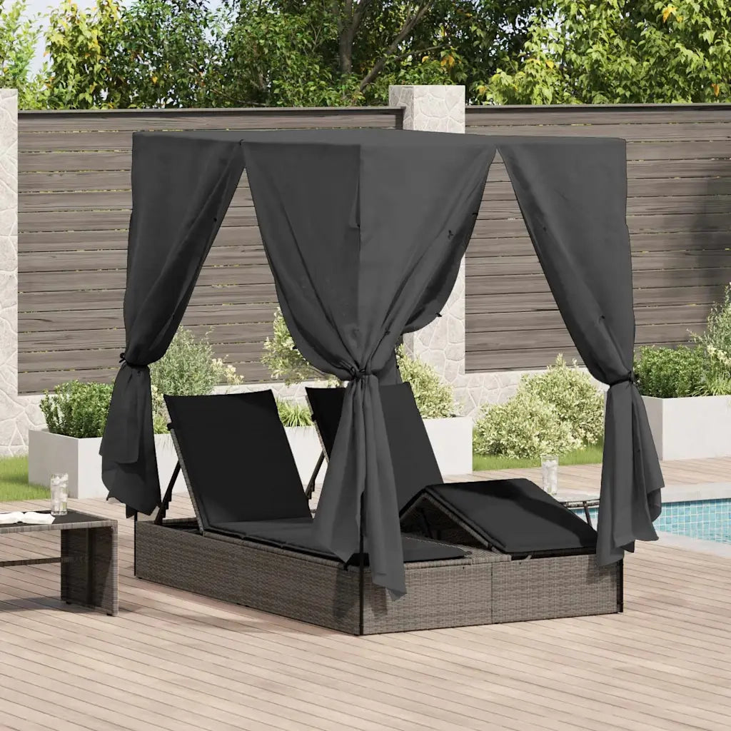 Lettino da sole doppio Grigio 205 x 129 x 200 cm polyrattan 3376129