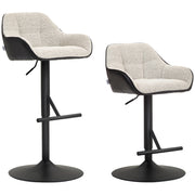 Sgabello da Bar Regolabile ¨C Xylo ¨C Tessuto Effetto Lino Grigio Base Acciaio Set 2 Pezzi