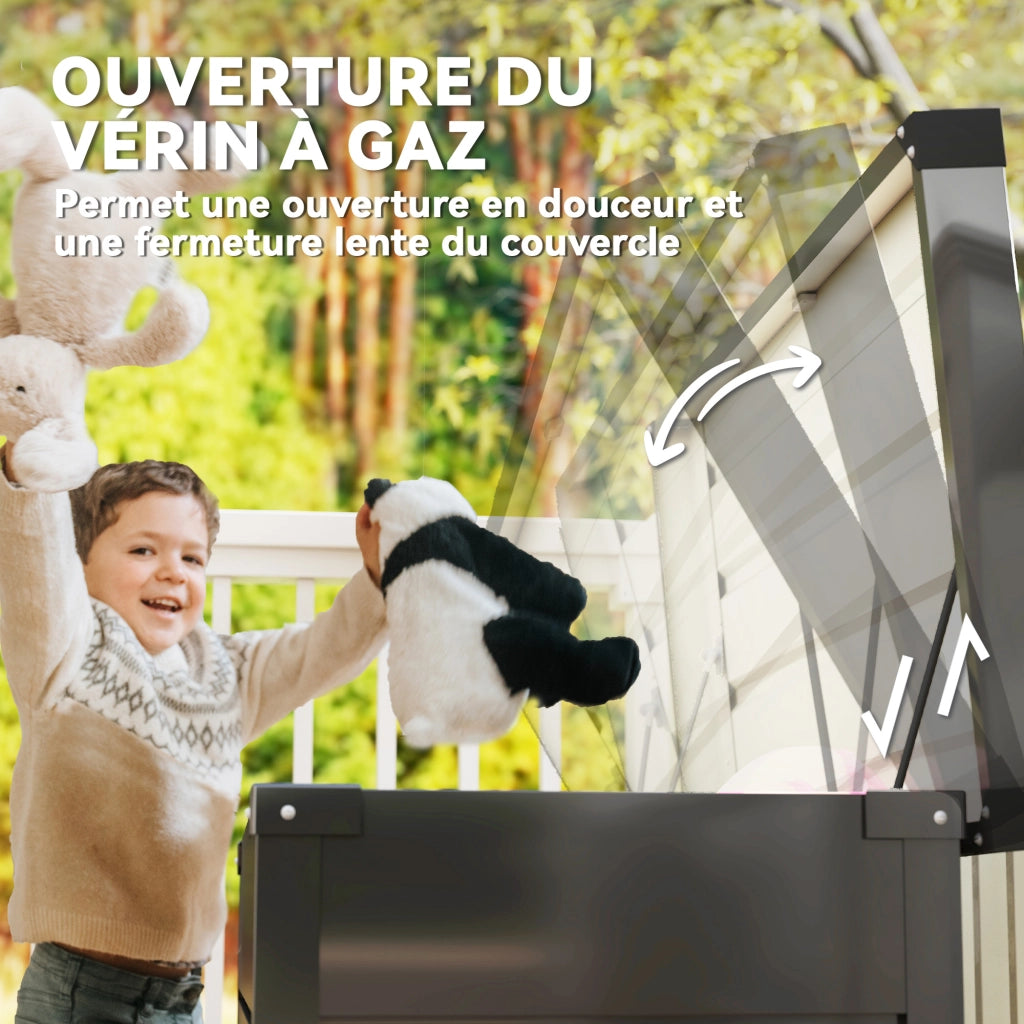 Contenitore da giardino 350L ¨C Xylo ¨C metallo grigio antracite con cuscini