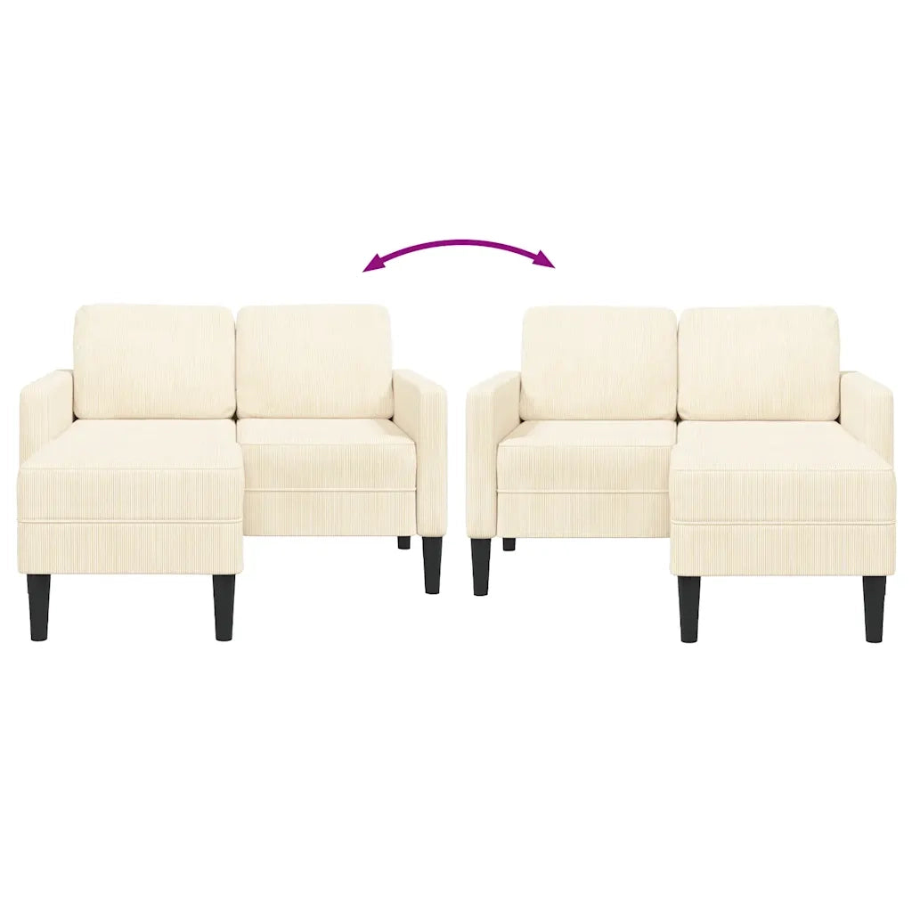 Divano | Divano da soggiorno | Sofa 2 Posti con Chaise longue a L Crema 125 cm Lino