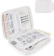 Organizzatore di Cavi Portatile per Elettronica e Accessori - Bianco - Con Pennello - Ricarica Telefono USB - Viaggio.