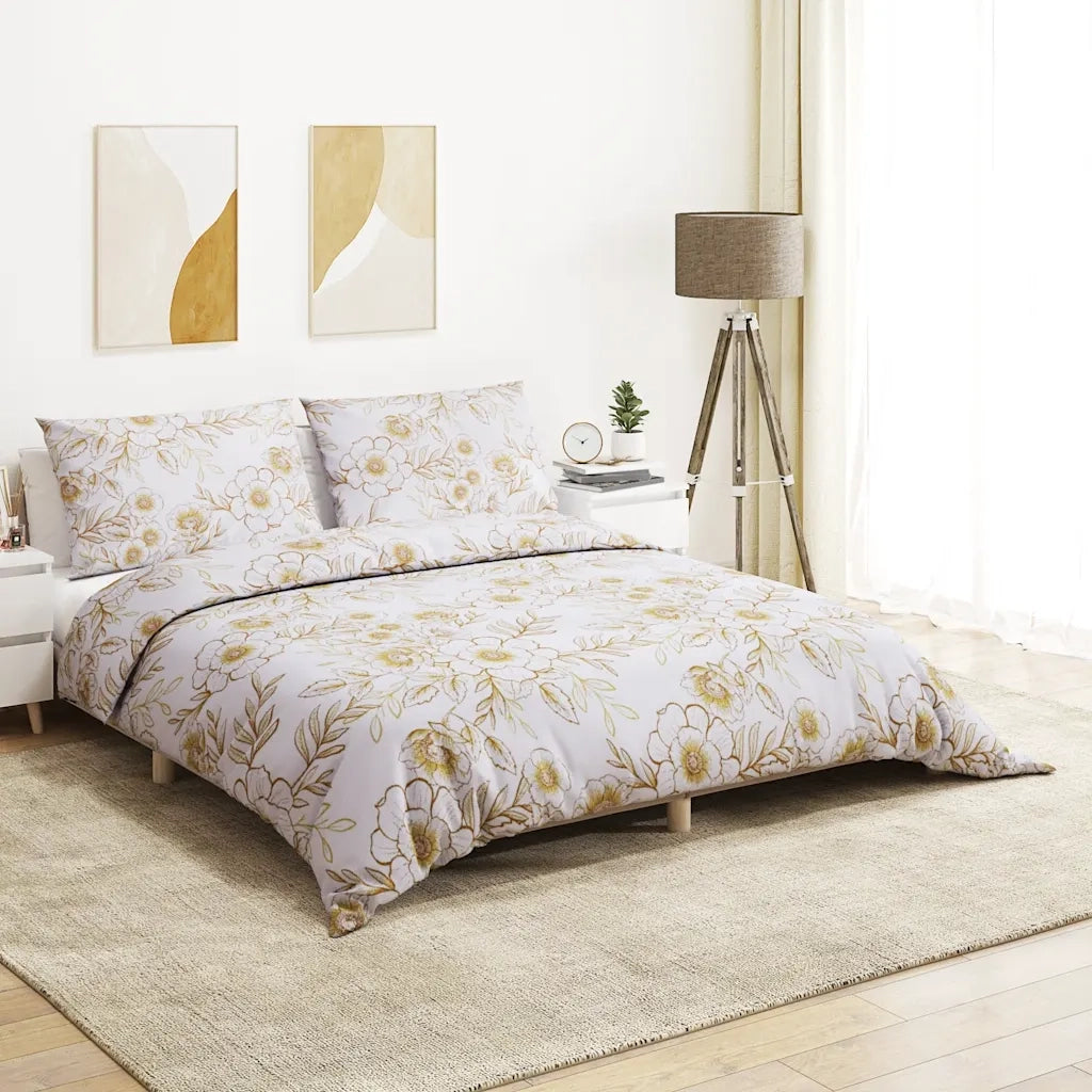 Set Copripiumino Bianco e Marrone 200x200 cm in Cotone CFW7645817