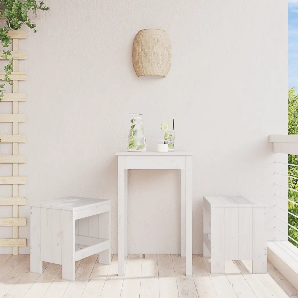 Sgabelli da Giardino 2 pz Bianchi 40x36x45cm Legno Massello Pino CFW1638969