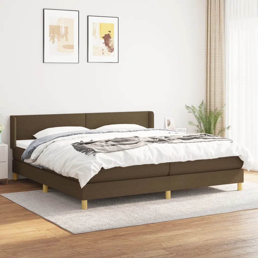 Giroletto a Molle con Materasso Marrone Scuro 200x200cm Tessuto 3130140