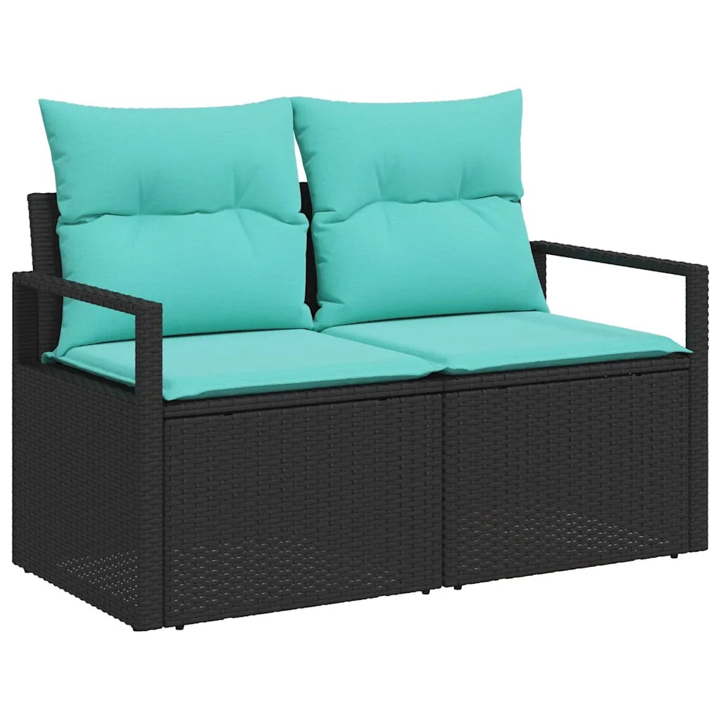 Set da Pranzo per Giardino con cuscino 9 pcs Nero e Verde acqua 3349731