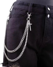 Cinturino in acciaio argentato 50 cm - Jeans cinturino - Accessorio punk - Uomo/Donna - Hip Hop - Peso 92 g